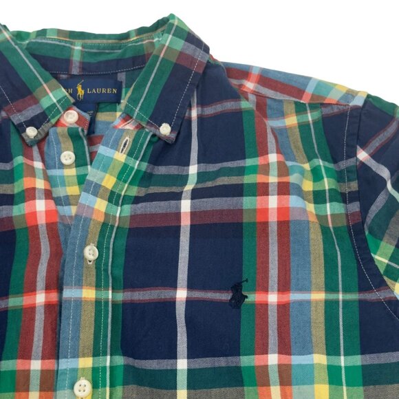 Ralph Lauren Plaid Button-Down Shirt Young XL Multicolor Long Sleeve 100% Cotton - Picture 8 of 12